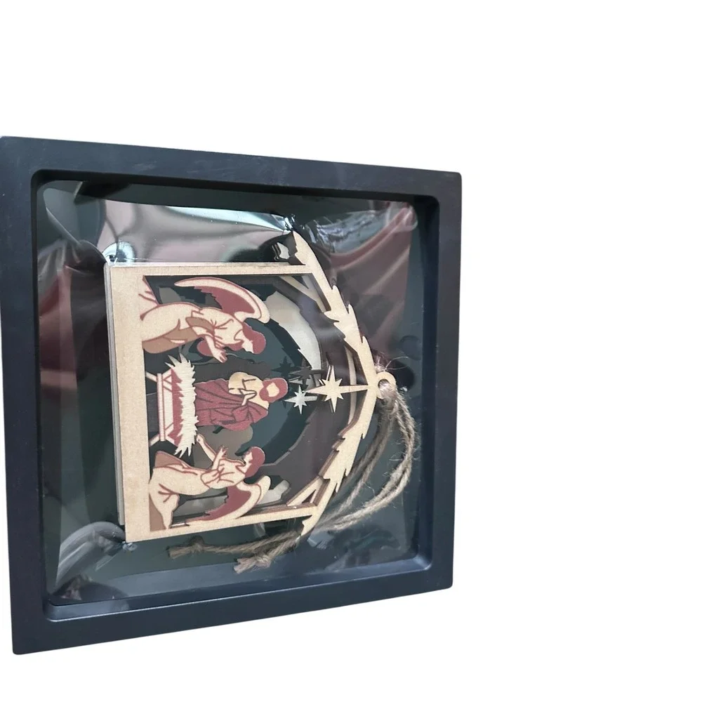 Yelsky Wooden Nativity Scene 3D Layered Christmas‎ Ornament in Shadow Box Frame
